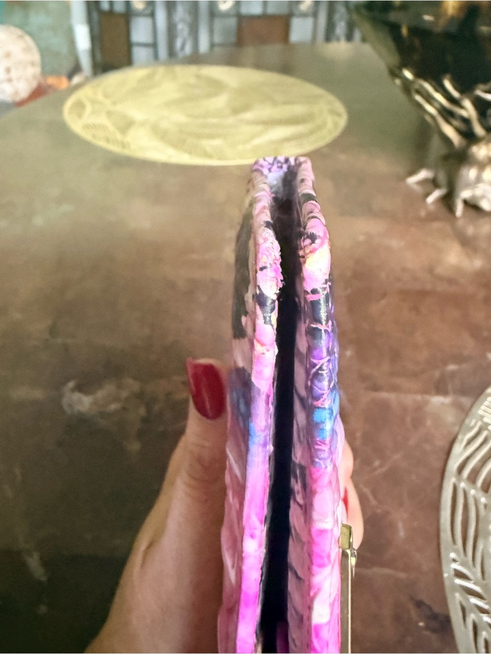 Brahmin Pink and Purple Ombre Croc/Cobra-Embossed Wallet - Picture 5 of 5